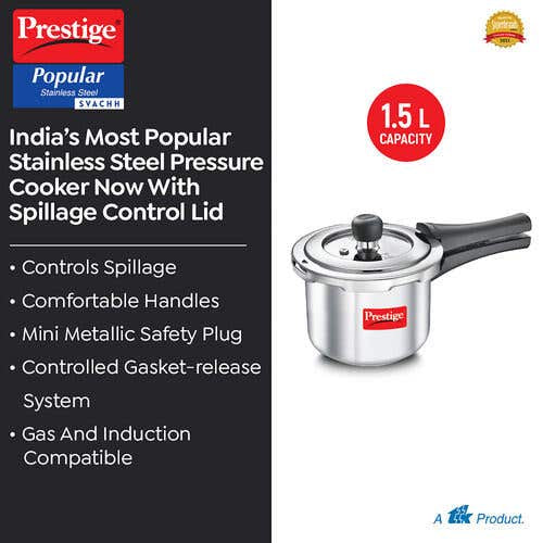 Prestige Svachh Popular Spillage Control Stainless Steel Pressure Cooker (20192)