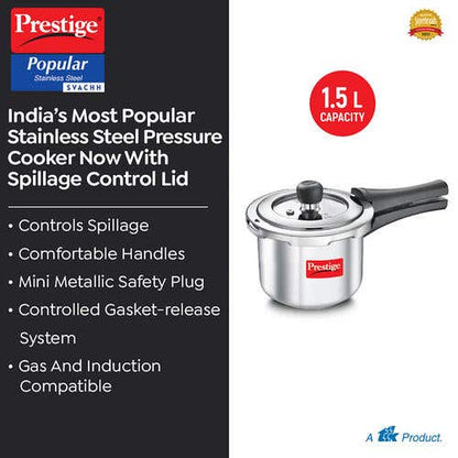 Prestige Svachh Popular Spillage Control Stainless Steel Pressure Cooker (20192)