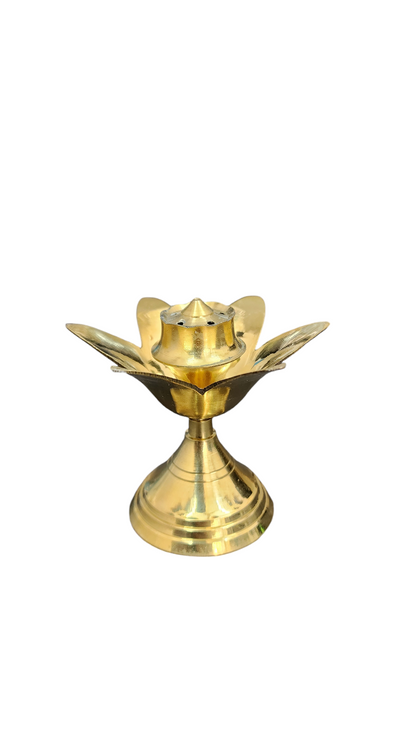 Dhevu Brass Kamal Diya with Incense Stick Holder