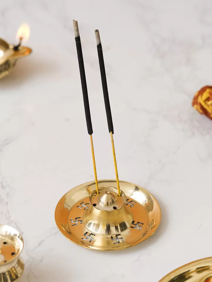 Dhevu Brass Golden Incense Stick Holder