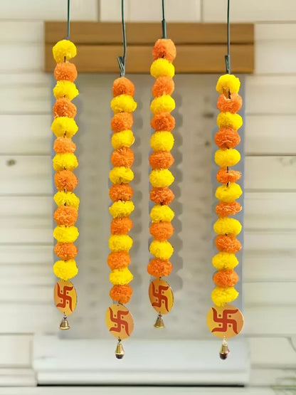 Yellow & Orange Coloured Swastik Marigold Hanging Garlands