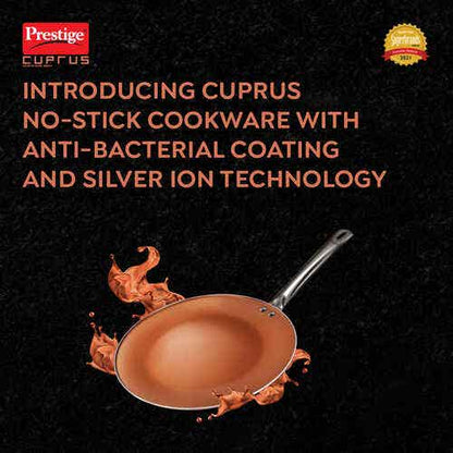 Prestige Cuprus Aluminium Gas and Induction Compatible Non-Stick Tawa, (Copper)