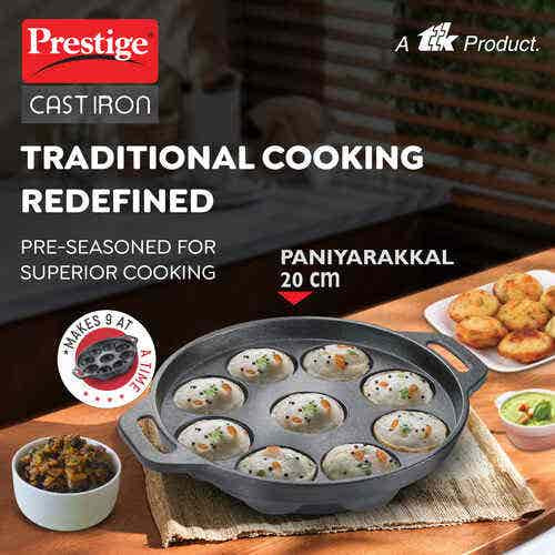 Prestige Cast Iron Cookware Paniyarakkal, 20 Cm (30562)