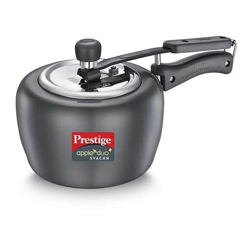 Prestige Apple Duo Plus Hard Anodised Spillage Control Pressure Cooker (Black)