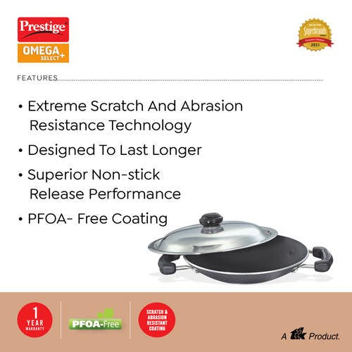 Prestige Omega Select Plus Non-stick Appachatty with Stainless Steel Lid, 20cm