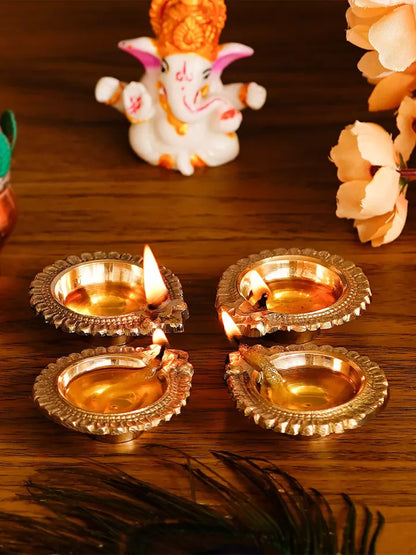 Dhevu Set Of 4 Brass Diya