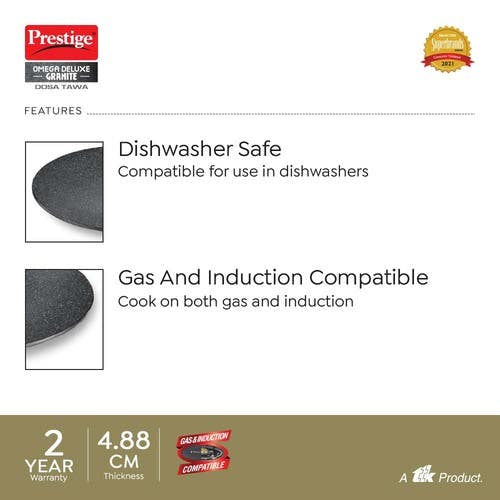 Prestige Omega Deluxe Granite-finish Coated Aluminium Non-Stick Dosa Tawa (36861)