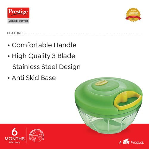 Prestige PVC 7.0 Veggie Cutter with 3 Stainless Steel Blades (Green)