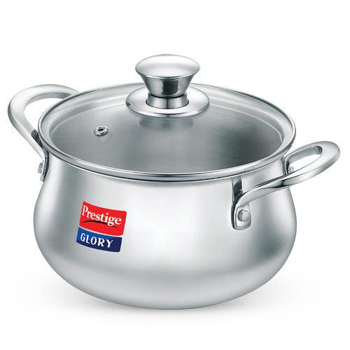 Prestige Glory Stainless Steel Cookware Handi 22 Cm / 5.0 L With Glass Lid (37524)