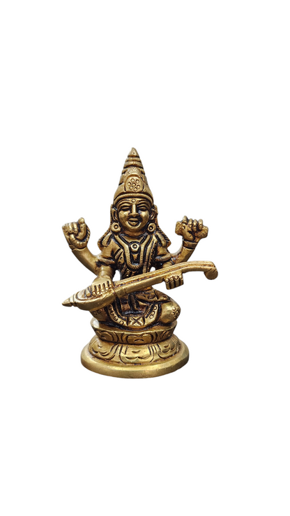 Dhevu Brass Maa Saraswati Idol