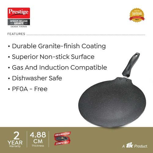 Prestige Omega Deluxe Granite-finish Coated Aluminium Non-Stick Dosa Tawa (36861)