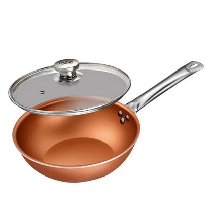 Prestige Cuprus Aluminium Gas and Induction Compatible Non-Stick Kadai with Glass Lid, (Copper)