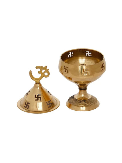 Dhevu brass Swastik Diya Set of 2