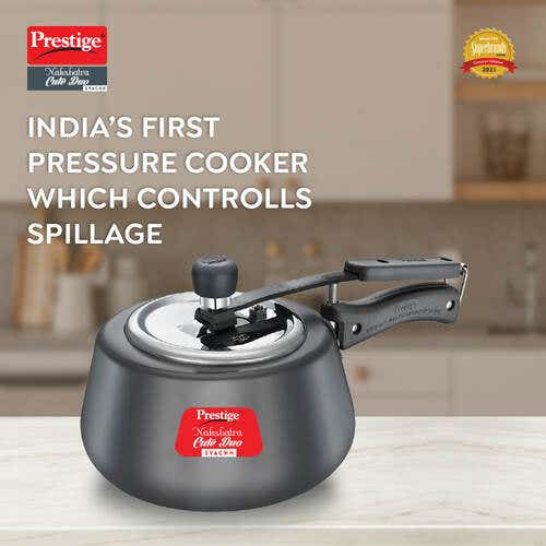 Prestige Nakshatra Cute Duo Svachh Hard Anodised Spillage Control Pressure Cooker (Black)