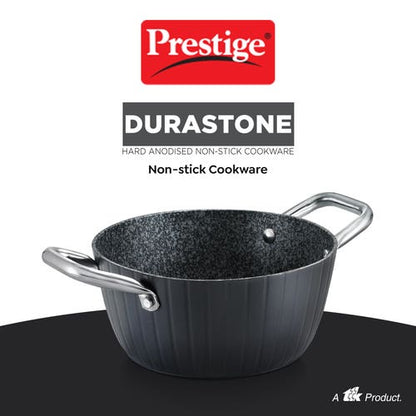 Prestige Durastone Hard Anodised 6 Layer Non-Stick Casserole with Glass Lid, 2.4L (37577)