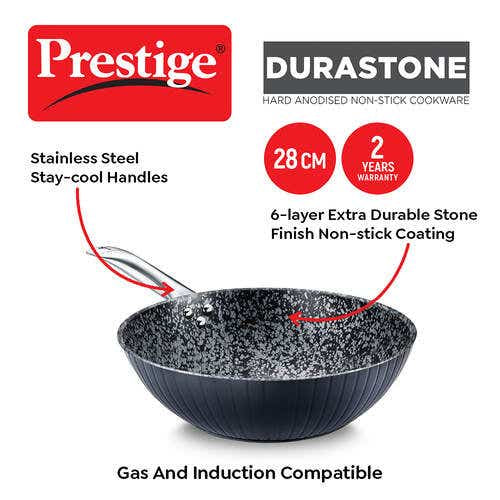 Prestige Durastone Hard Anodised 6 Layer Non-Stick Wok (38096)