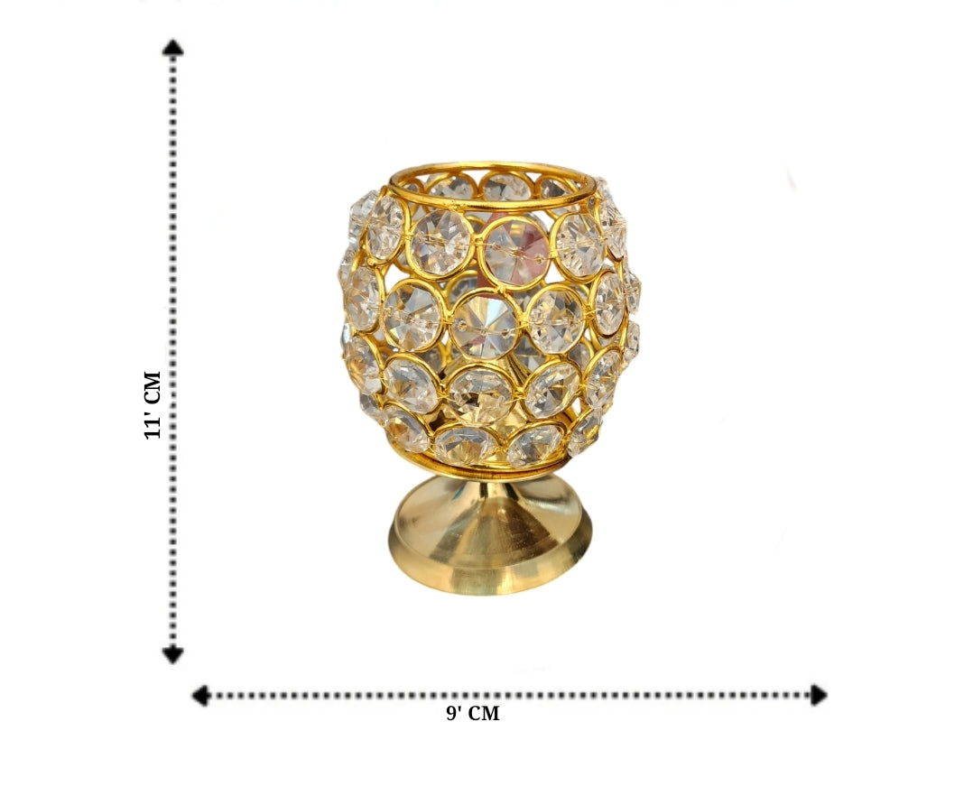 Dhevu Brass Crystal Diya