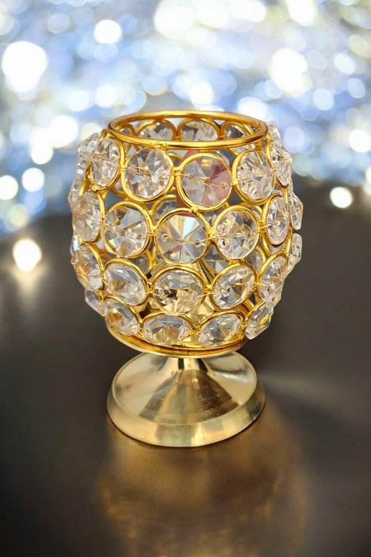 Dhevu Brass Crystal Diya