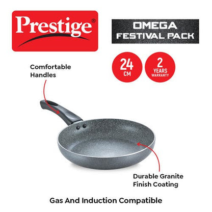 PRESTIGE OMEGA GREY GRANITE ALUMINIUM NON-STICK COOKWARE 3 PCS FESTIVAL PACK (38103)