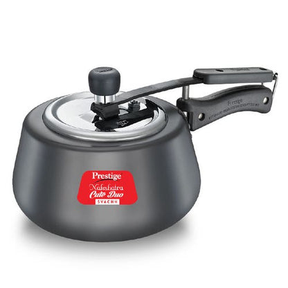 Prestige Nakshatra Cute Duo Svachh Hard Anodised Spillage Control Pressure Cooker (Black)