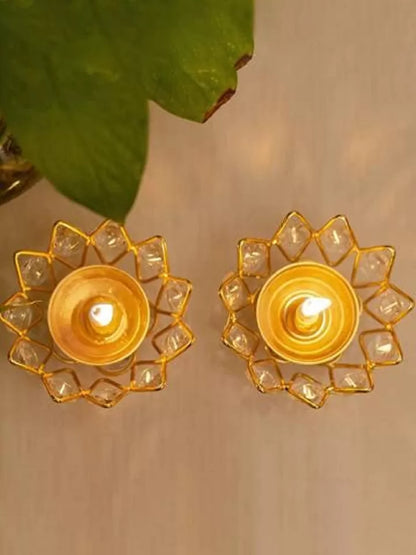 Dhevu Set Of 2 Gold Diya