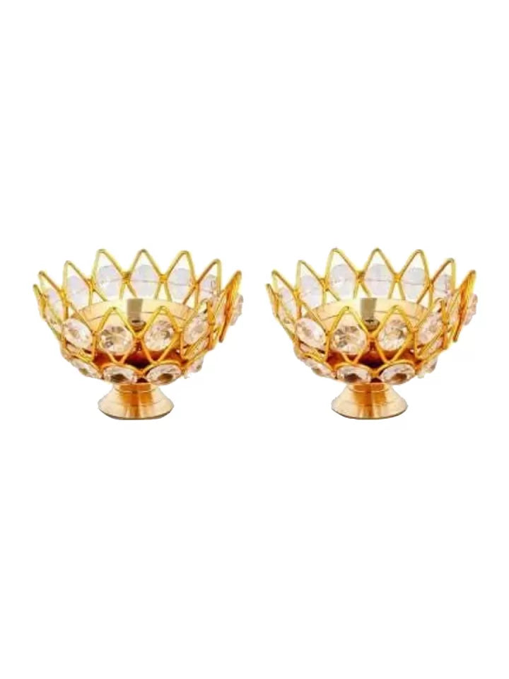 Dhevu Set Of 2 Gold Diya