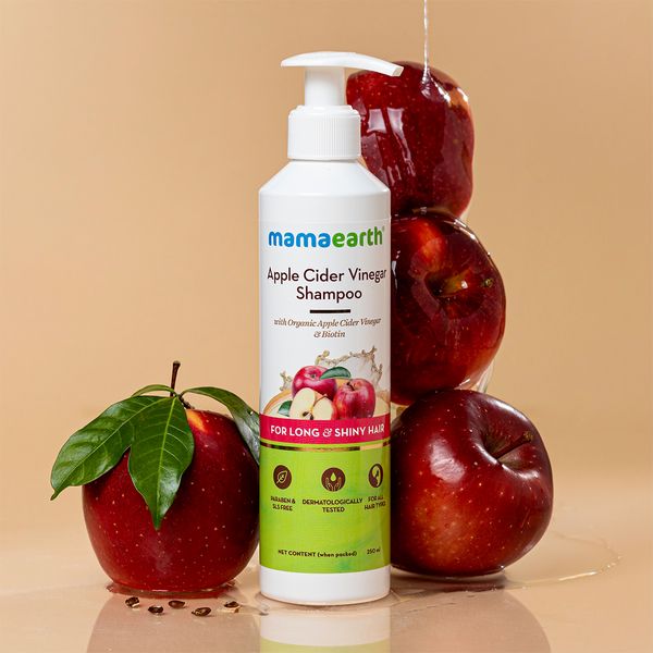 Mamaearth Apple Cider Vinegar Shampoo with Organic Apple Cider Vinegar and Biotin for Long and Shiny Hair - 250ml