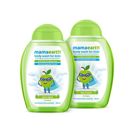 Mamaearth Agent Apple Body Wash for Kids with Apple & Oat Protein – 300 ml (Pack of 2)