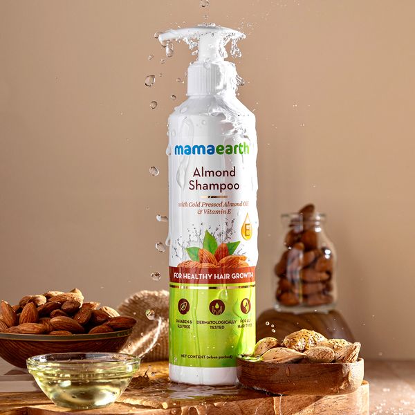 Mamaearth Almond Shampoo with Cold Pressed Almond Oil and Vitamin E for Healthy Hair Growth - 250 ml