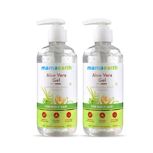 Mamaearth Aloe Vera Gel with Pure Aloe Vera & Vitamin E for Skin and Hair - 300 ml (Pack of 2)