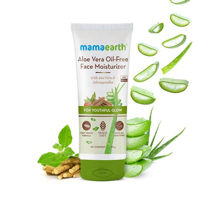 Mamaearth Aloe Vera Oil-Free Face Moisturizer with Aloe Vera & Ashwagandha for a Youthful Glow - 80 g