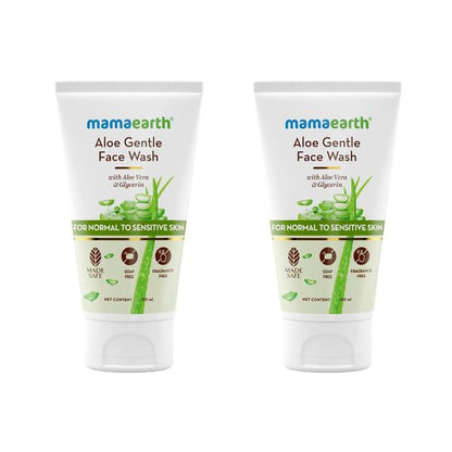 Mamaearth Aloe Gentle Face Wash with Aloe Vera & Glycerin for Normal to Sensitive Skin - 150 ml (Pack of 2)