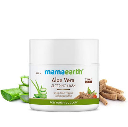 Mamaearth Aloe Vera Sleeping Mask with Aloe Vera & Ashwagandha for a Youthful Glow - 100 g