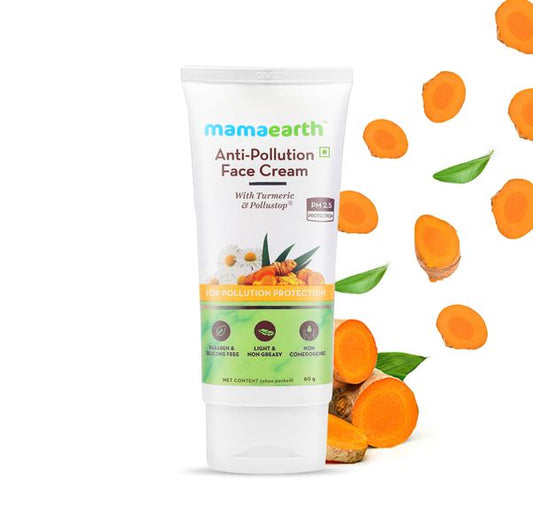 Mamaearth Anti-Pollution Daily Face Cream, for Dry and Oily Skin, with Turmeric and Pollustop For a Bright Glowing Skin - 80ml