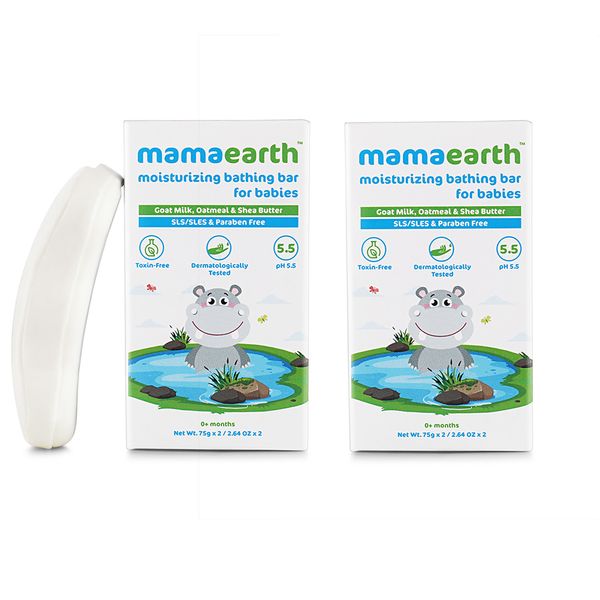 Mamaearth Moisturizing Bathing Bar Soap For Babies, pack of 4*75 g