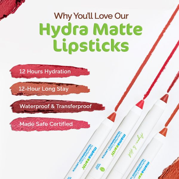 Mamaearth Hydra-Matte Crayon Transferproof Lipstick - 2.4 g - Berry Red