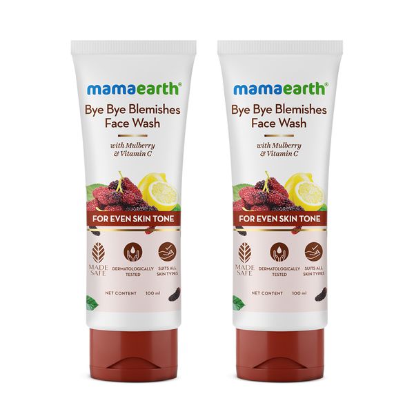 Mamaearth Bye Bye Blemishes Face Wash with Mulberry and Vitamin C for Even Skin Tone - 100 ml (Pack of 2)