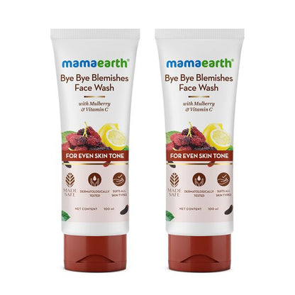 Mamaearth Bye Bye Blemishes Face Wash with Mulberry and Vitamin C for Even Skin Tone - 100 ml (Pack of 2)