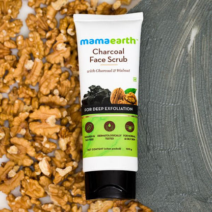 Mamaearth Charcoal Face Scrub For Oily Skin and Normal skin, with Charcoal and Walnut for Deep Exfoliation - 100g