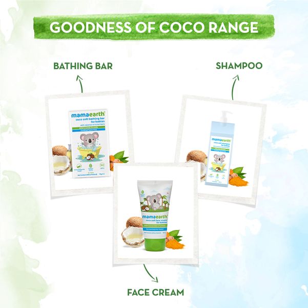 Mamaearth Coco Soft Bathing Bar for Babies with Coconut Oil & Turmeric for Babies - Pack of 2*75g