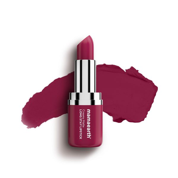 Mamaearth Creamy Matte Long Stay Lipstick with Murumuru Butter and Vitamin E - 4.2g | Cranberry Crush