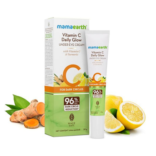 Mamaearth Vitamin C Daily Glow Under Eye Cream with Vitamin C & Turmeric for Dark Circle Reduction - 20 g