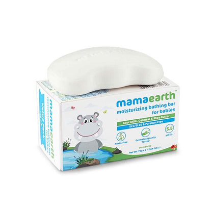 Mamaearth Moisturizing Bathing Bar Soap For Babies, pack of 2*75g