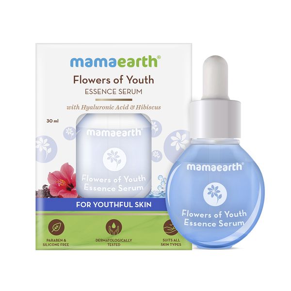 Mamaearth Flowers of Youth Essence Serum with Hyaluronic Acid & Hibiscus for Youthful Skin – 30 ml