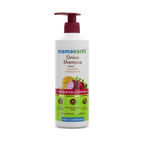 Mamaearth Onion Shampoo with Onion & Plant Keratin for Hair Fall Control - 400ml