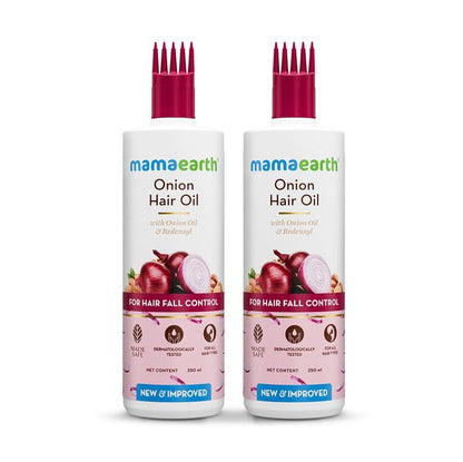 Mamaearth Onion Hair Oil for Hair Regrowth and Hair Fall Control - 250ml (Pack of 2)