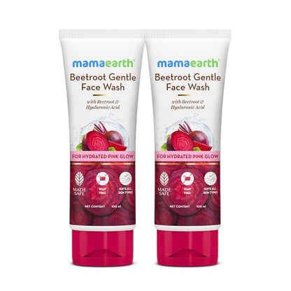 Mamaearth Beetroot Gentle Face Wash With Beetroot & Hyaluronic Acid - 100 ml (Pack of 2)