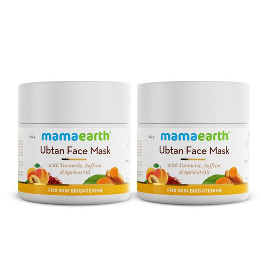 Mamaearth Ubtan Face Mask with Saffron and Turmeric for Skin Brightening and Tan Removal - 100g (Pack of 2)