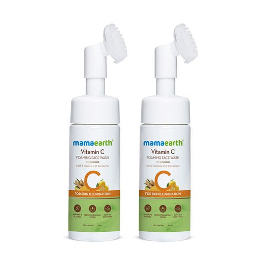 Mamaearth Vitamin C Foaming Face Wash with Vitamin C and Turmeric for Skin Illumination - 150ml (Pack of 2)