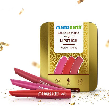 Mamaearth Moisture Matte Long Stay Lipstick Gift Set - Bright and Bold